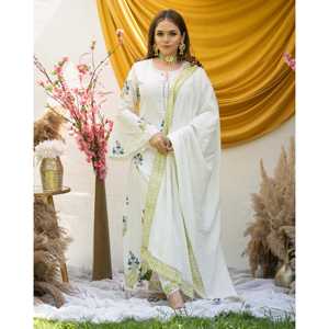 Ensemble de costume en tissu de mousseline de coton blanc respirant Murraya XS, élégant et féminin - Product Image 5