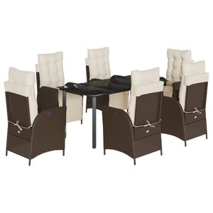Set da Pranzo da Giardino in Rattan Marrone per 6 Persone, Resistente alle Intemperie, Design Contemporaneo - Product Image 2