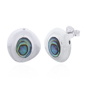 Radiant Irregular <b>Abalone</b> Triangle Sterling Silver Studs Fine Jewelry - Product Image 2