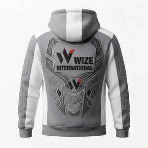 Sweat-shirt à capuche pour homme, manches raglan, gris et blanc, polyester, décontracté, vêtements d'automne, sweat-shirt de sport MMA - Product Image 2