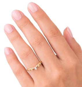 Wholesale Pear & Round Lab Grown Diamond 14K 18K Solid Gold Promise Ring Prong Statement Wedding Jewelry Minimalist Curved Ring - Product Image 5