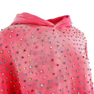 Sudadera de Felpa de Algodón Grueso para Mujer, Color Rojo, con Pedrería, para Impresión de Cristales Personalizada, Marca Privada OEM - Product Image 3