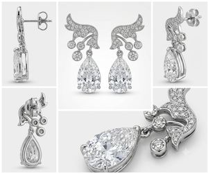 Pendientes de Diamantes Cultivados en Laboratorio con Corte Pera, Estilo Art Deco Clásico, Shivay Star Diamond, Piedras Brillantes, Chapados en Oro, Regalo para Bodas y Fiestas - Product Image 3
