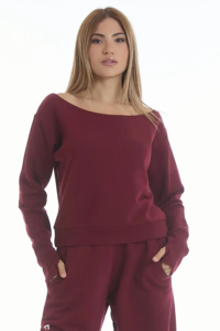 Conjunto Deportivo de Invierno para Mujer, 2 Piezas, con Capucha, Diseño Personalizado, Color Borgoña, 100% Algodón de Primera Calidad, Ecológico - Product Image 2