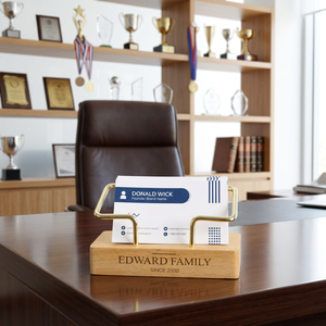 Wooden Card Holder For Office Table Hospital Reception Visiting Card Holder <b>Tabletop</b> Business Card Holder Display Card Holder - Product Image 2