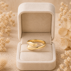 Custom 14K <b>Gold</b> <b>Hug</b> <b>Ring</b> For Women Adjustable Open <b>Ring</b> Love Hand Hugging Jewelry - Product Image 3