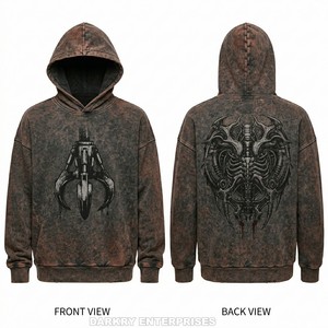 Custom Acid Wash Green Oversized Hoodie Men Heavyweight Cotton DJ Graphic Pullover Fleece Vintage Streetwear Hoody <b>Maker</b> - Product Image 5