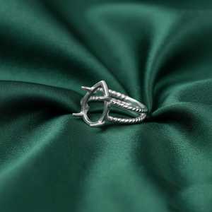Wholesale 925 Sterling Silver Prongs Mounting Twisted Double Band Oval Bezel Eco Friendly Gold Plated Semi Mount Ring Jewelry - Product Image 1