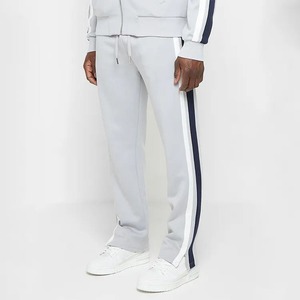 Survêtement gris clair pour homme, manches longues, coupe classique, design rayé sportif, respirant, polyester et coton, idéal pour le printemps - Product Image 6