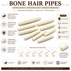 Handcrafted White Bone Hair Pipes with Smooth Finish for Hair Accessories Jewelry Crafting Fashion Styling Wholesale Supply - Product Image 6