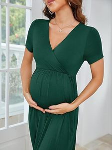 Breathable Half Sleeves Chiffon Spandex Maternity <b>Dress</b> Floor-Length Casual Skinny <b>Loose</b> Fit Woman Breast Feeding Elegant <b>Dress</b> - Product Image 4