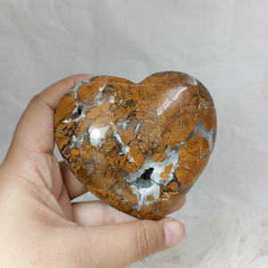 พลอยแจสเปอร์ธรรมชาติชุบเกล็ดขนมปังแบบอินโดนีเซียซัลวาเนสคริสตัลงานหัตถกรรมรูปหัวใจใหญ่ขัดเงาด้วยมือ - Product Image 5