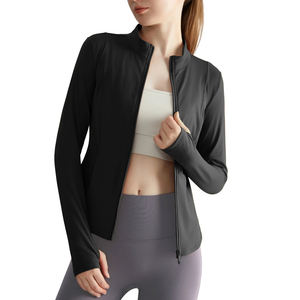Veste de yoga pour femme à manches longues avec fermeture éclair, veste de sport athlétique pour la gym, le fitness et la course à pied, respirante avec logo frontal et trous pour les pouces - Product Image 6