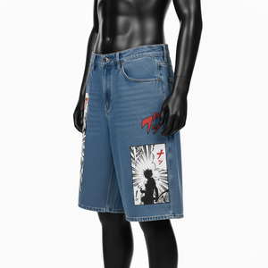 Pantalones Cortos de Mezclilla Holgados con Estampado de Anime Japonés Personalizados, Estilo Harajuku, para Hombre, OEM - Product Image 6