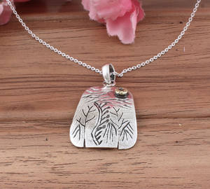 Collier pendentif vintage en argent sterling 925 plaqué platine, charme unisexe, bijoux fins, fabrication artisanale sur mesure, vente en gros - Product Image 2