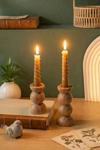 Porte-bougie rond en bois, fait main, poli, support de bougie écologique, centre de table pour la décoration de la maison - Product Image 3