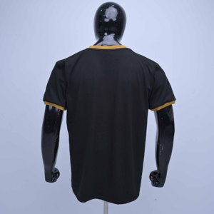 Camiseta Urbana de Primera Calidad, Negra, de Algodón, con Letras Bordadas en Chenilla, Dobladillo Curvo, Color en Contraste, Corte Holgado - Product Image 2
