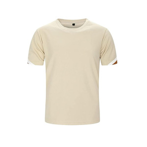 Ensemble T-shirt et short beige pour homme Ekin Impex, col rond, séchage rapide, style streetwear, tissu tricoté avec logo imprimé, ensemble pour l'été - Product Image 3