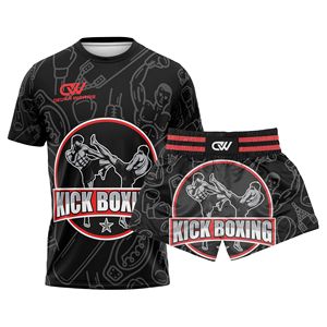 Conjuntos Cortos de Kickboxing y Muay Thai con Logotipo Sublimado Personalizado OEM, 100% Poliéster, Secado Rápido, Elásticos - Product Image 1