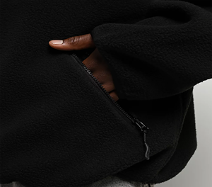 Sweat-shirt à capuche en molleton noir pour homme, décontracté, tricoté, couleur unie, avec logo frontal, 380g - Product Image 4