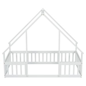Letto a castello bianco a forma di casetta in legno con sponde di sicurezza per bambini - Product Image 6
