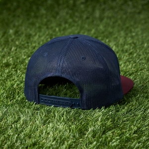 Men's <b>Navy</b> Burgundy Trucker Cap Mesh Back Snapback Baseball <b>Hat</b> Custom Embroidered Logo Adjustable - Product Image 6