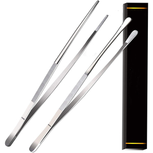 Pincettes de chef en métal bleu extra longues, 2 pièces, pour la présentation des aliments, la garniture, les ustensiles de cuisine, utiles pour les chefs - Product Image 4