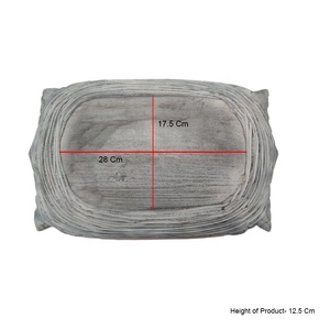 Cuenco hecho a mano de madera de mango Rectangular grande de lujo 2022 gris antiguo con textura interior portavelas nuevo multiusos - Product Image 3