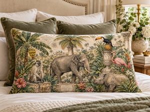 ปลอกหมอนอิงลายช้างเขตร้อนสไตล์วินเทจ ของตกแต่งบ้านสุดหรู - Product Image 2