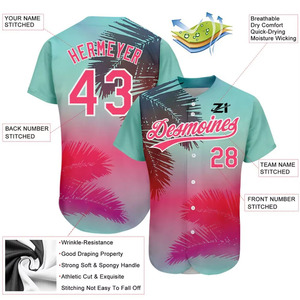 High Quality Breathable Urban Street <b>Graffiti</b> Graphic Polyester Mesh Fabric Button Teamwear Sublimation Club League Baseball - Product Image 2