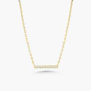 Collares de Barra Solitaire, Delicados y Minimalistas, con Diamante Redondo Cultivado en Laboratorio, 18 Pulgadas de Largo, para Uso Diario, Joyería Fina para Combinar, Oro Sólido de 14k - Product Image 3
