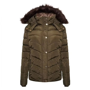 Women <b>Quilted</b> Parka Jacket With Fur Trim Hood Full Sleeve Winter Coat Solid Color Thick Polyester <b>Wadding</b> Warm Outwear - Product Image 6