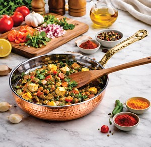 Hammered <b>Copper</b> Non-Stick Fry Pan Long <b>Handle</b> | Stainless Steel Interior Frying Pan Eco-Friendly Easy Clean Gas Cooker - Product Image 5