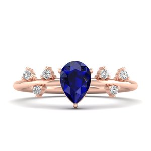 Prix de gros REYES, bagues de fiançailles solitaires en or massif 14 carats avec saphir bleu taille poire de 0,75 carat pour femmes, bijoux fins - Product Image 1
