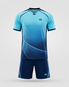 Fly Humble Men's Soccer Jersey Set V-Neck Short Sleeve Gradient Blue Moisture Wicking <b>Athletic</b> Wear All Seasons wholesale - Product Image 2
