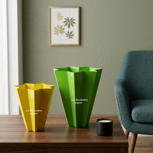 ชุดแจกันโลหะรูปดาวทันสมัย แจกันดอกไม้ทรงเรขาคณิตหลากสีสัน สีเหลืองสีเขียว สไตล์โอริกามิ กระถางดอกไม้ตกแต่งสำหรับตกแต่งบ้าน - Product Image 1