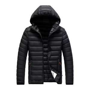 Men's Hooded Puffer <b>Jacket</b> <b>with</b> Stand Collar Zipper Closure Windproof Winter Casual Slim Fit 100% Polyester Shell <b>Fleece</b> <b>Lining</b> - Product Image 6