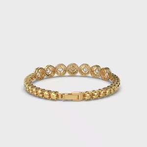 Bracelet tennis fait main Sept Merveilles en or blanc 18 carats avec chaîne, moissanite et diamants – Cadeau idéal pour les passionnés de tennis - Product Image 6