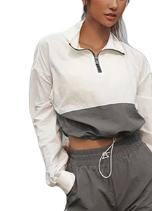 Nouveaux ensembles de shorts de sport pour femmes, décontractés, avec fermeture éclair, manches courtes, boutons, coupe-vent, shorts taille haute, deux pièces - Product Image 5