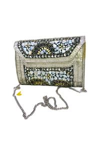 กระเป๋าคลัทช์โซ่โลหะโมเสกสำหรับสุภาพสตรีงานฝีมือนานาชาติงานหัตถกรรมกล่องหลากสีกระเป๋าสะพายข้าง - Product Image 3