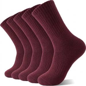 Adult <b>Thick</b> Crew <b>Socks</b> Ribbed Knit 100% Wool Sports Daily Casual <b>Socks</b> Quick Dry Breathable <b>Black</b> OEM Service - Product Image 4