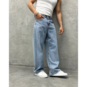2026 Best Selling Men's Casual Straight 100% Cotton Lightweight Baggy <b>Jeans</b> Pant with Custom Logo Eco-Friendly & Breathable - Product Image 1