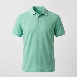 Polo en piqué vert menthe à manches courtes pour homme, décontracté, respirant, tricoté, design uni, coupe classique - Product Image 1
