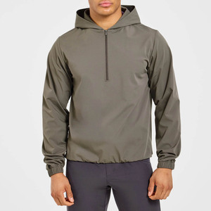 OEM Custom Logo Deep Woodland <b>Half</b> <b>Zip</b> Windbreaker <b>Men's</b> <b>Jackets</b> Breathable Lightweight Nylon Fabric Waterproof <b>Jacket</b> For <b>Men</b> - Product Image 1