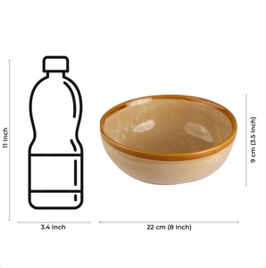 Services de vaisselle en porcelaine 4 pièces, style minimaliste Wabi Sabi, glaçure craquelée, peint à la main, durable, compatible lave-vaisselle, bord beige brun - Product Image 3