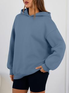 Sudadera con capucha extragrande para mujer con logotipo personalizado, multibolsillos, antiencogimiento, diseños deportivos OEM, sudaderas extragrandes dobles para mujer - Product Image 3