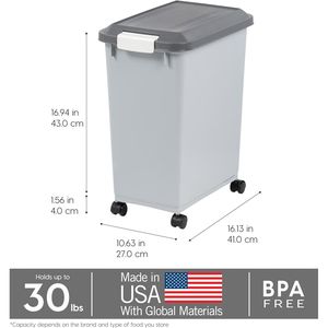 Contenitore Ermetico per Cibo per Cani con Ruote, Paletta da 2 Tazze, Capacità 30 Libbre, Contenitore per Alimenti per Animali Domestici con Paletta Integrata, Ciotole e Mangiatoie per Animali - Product Image 2