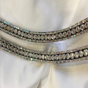 Banda de cuero para cejas de caballo, banda de lujo de alta calidad con 3 filas de diamantes brillantes, cristales de diamante, cadena ostentosa - Product Image 3