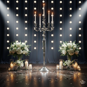 Floor Candelabra With 5 Candle Holder Tall Floor Standing Metal Decorative Handmade Candelabra Christmas Party Decor <b>Candlestick</b> - Product Image 2