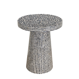 Mesa Auxiliar Hecha a Mano con Incrustaciones de Madreperla, Mesa Lateral con Detalles de Conchas Naturales, Perfecta para Sala de Estar, Decoración Boho para el Hogar - Product Image 1